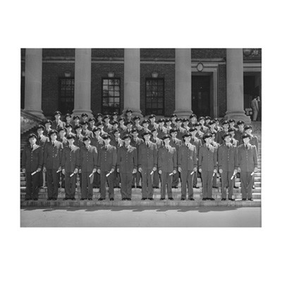 John's ROTC unit on the steps of Widener Hall in the spring of 1952