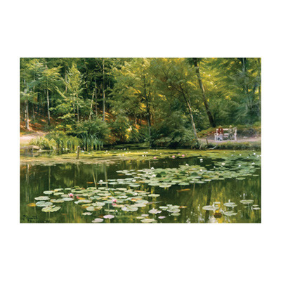 "Woodland Scene with Pond Near Vejle" by Peder Monsted (1920)