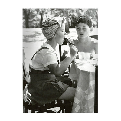 Shirley Temple and John at a pool party that John's great-uncle Governor Hebert Lehman threw in Shirley's honor (1938)